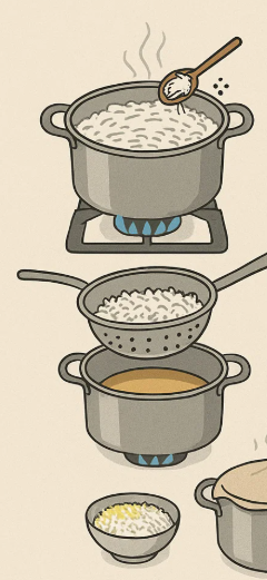 دم کردن برنج برای خورشت قیمه نثار 