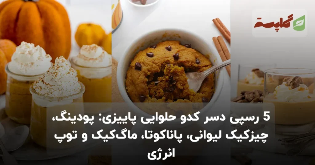 5 رسپی دسر کدو حلوایی پاییزی: پودینگ، چیزکیک لیوانی، پاناکوتا، ماگ‌کیک و توپ انرژی، آموزش گام‌به‌گام برای مبتدی‌ها همراه با نکات سرآشپز