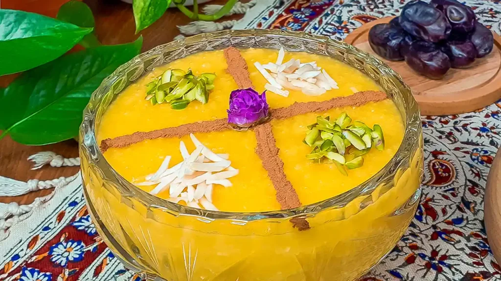 دسر زعفرانی شعله زرد